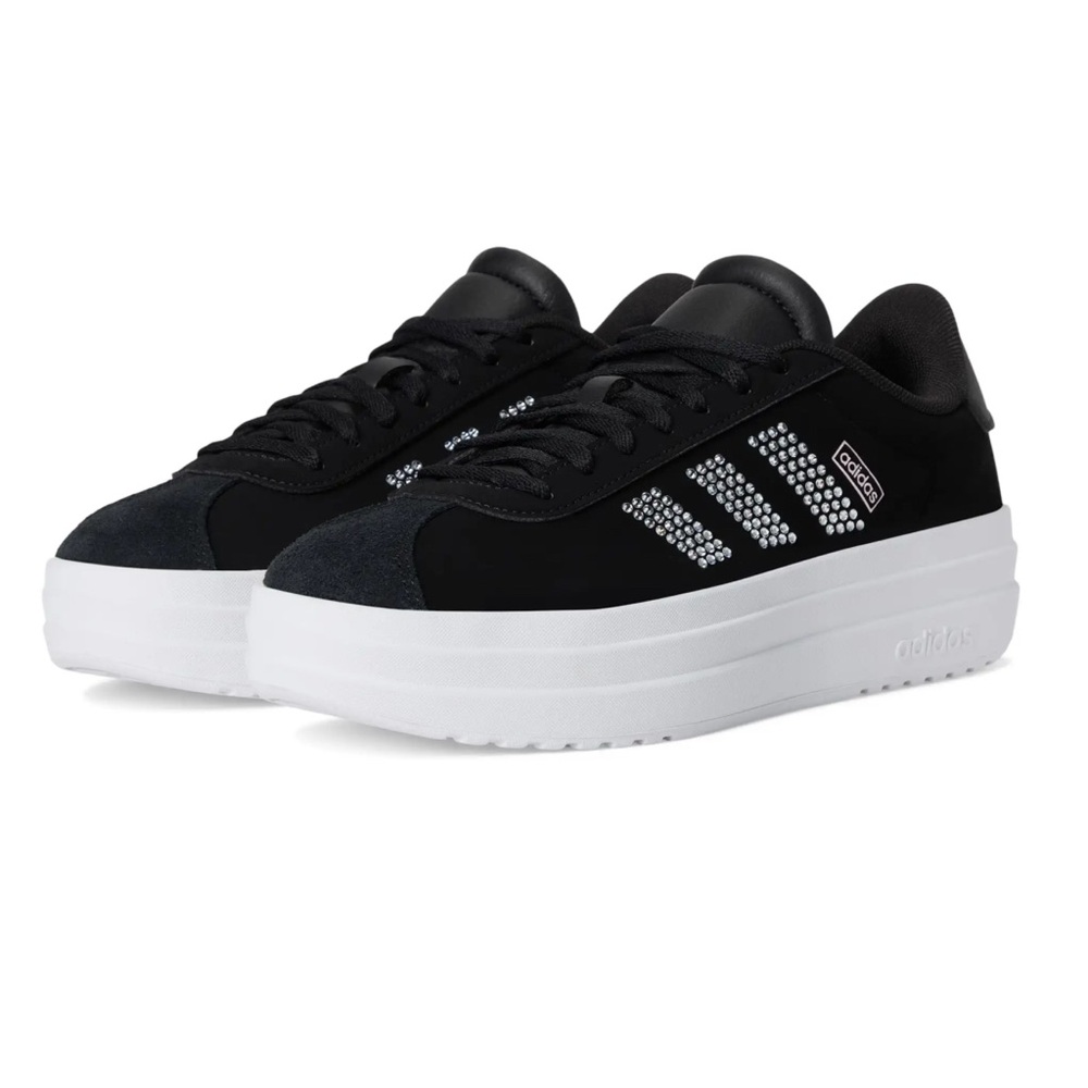 Adidas VL Kids Court Bold Lifestyle Platform Black Sneaker Shoes Size 4 NWT